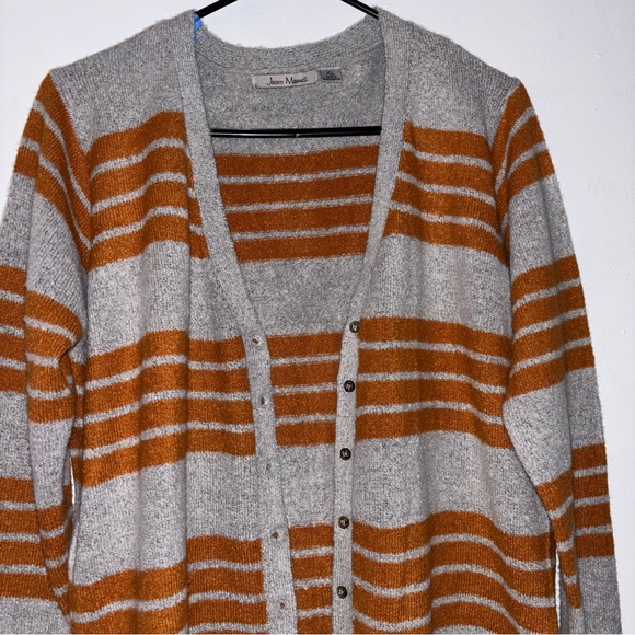 Jason Maxwell Gray and Brown Striped Cardigan women’s XL - Picture 4 of 7